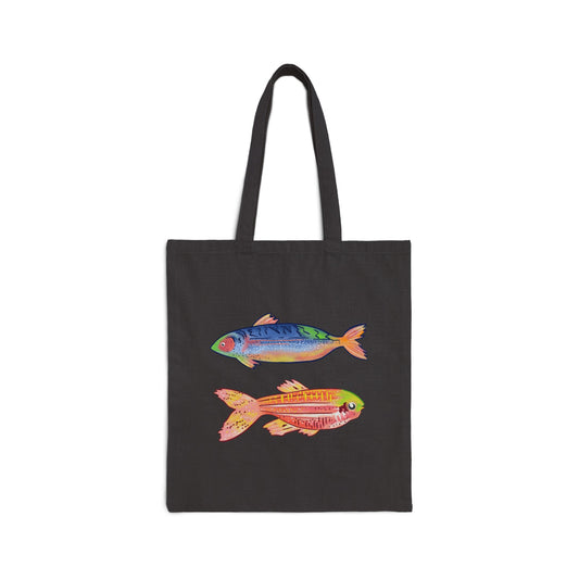 Colorful Fish Cotton Canvas Tote Bag