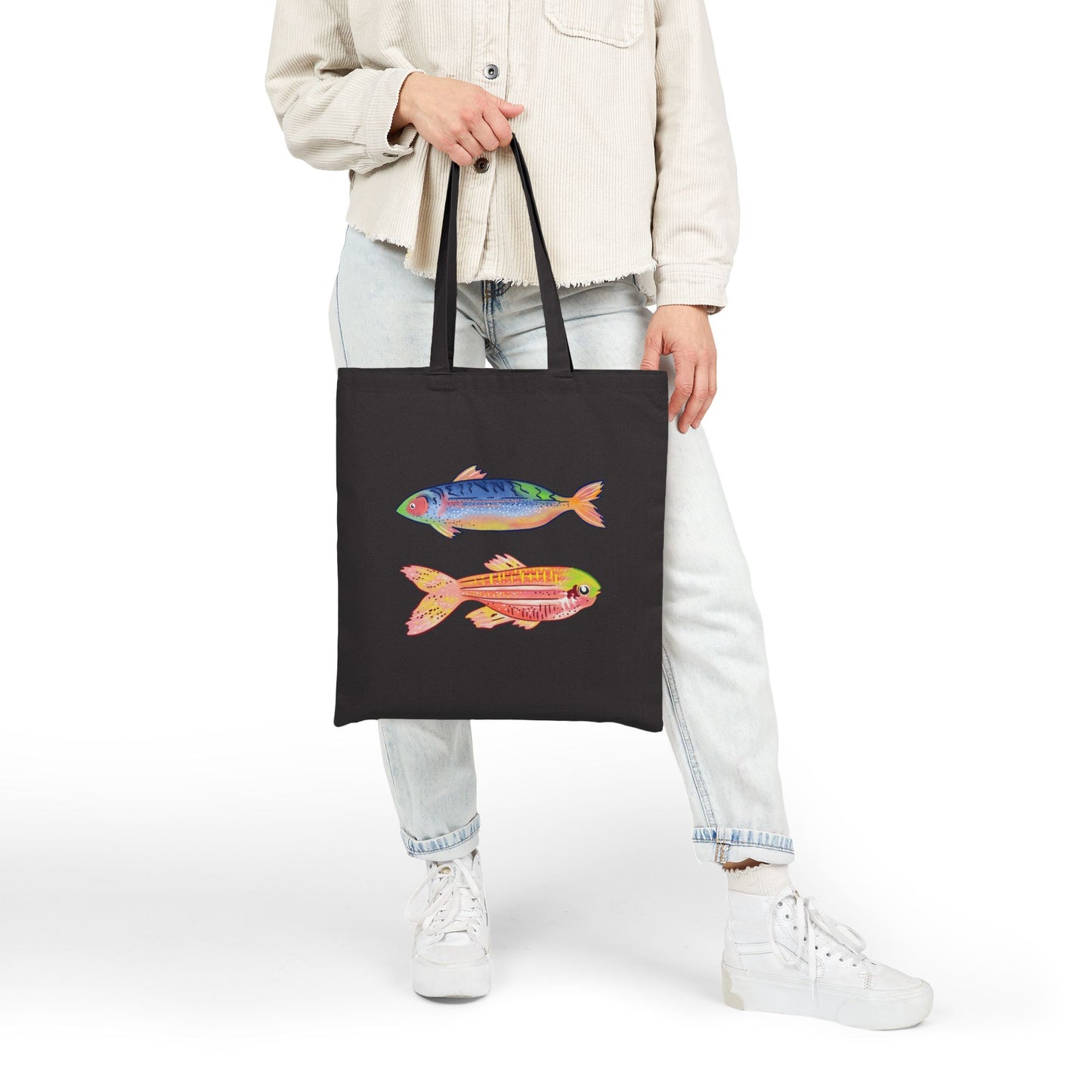 Colorful Fish Cotton Canvas Tote Bag