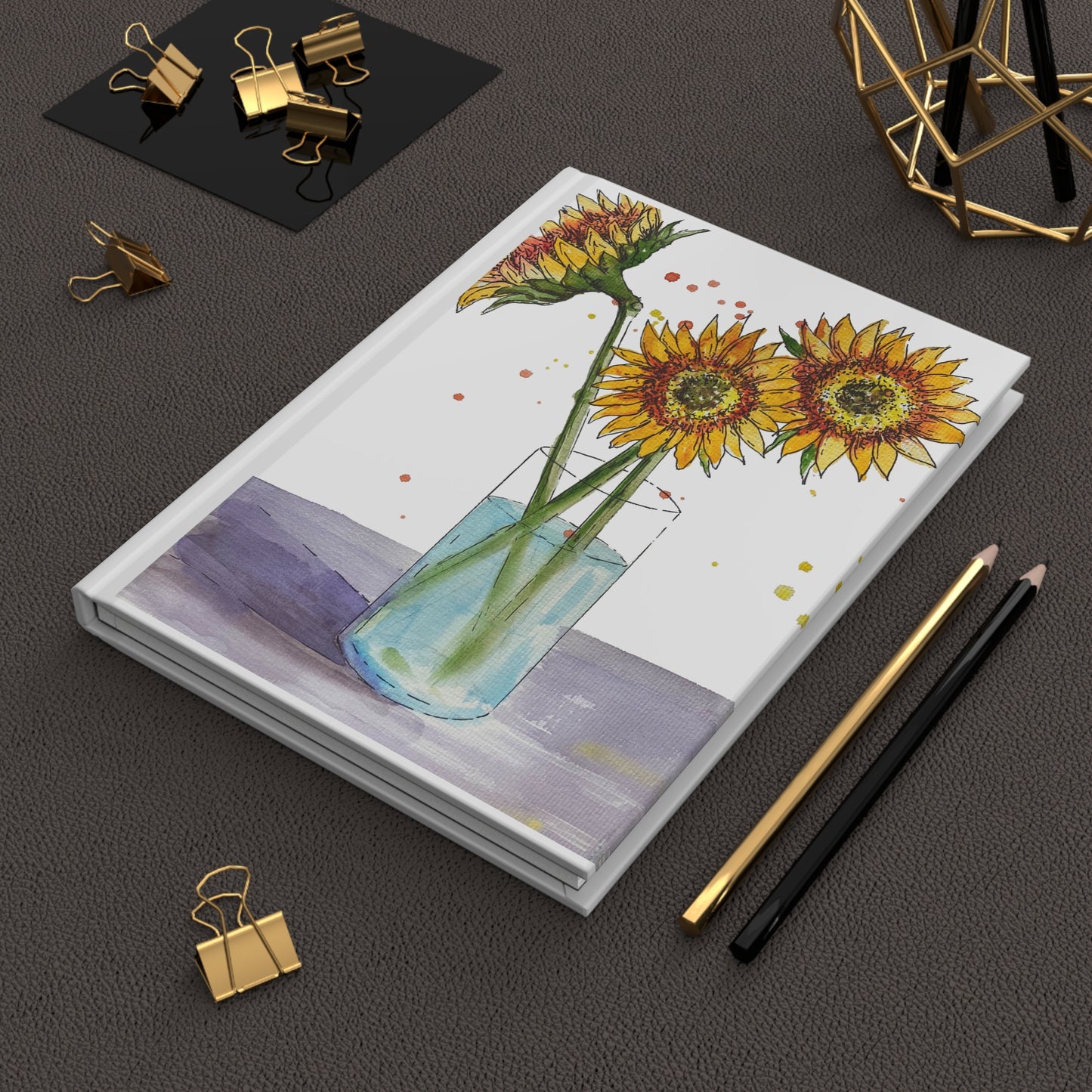 Sunflower Vase Hardcover Journal