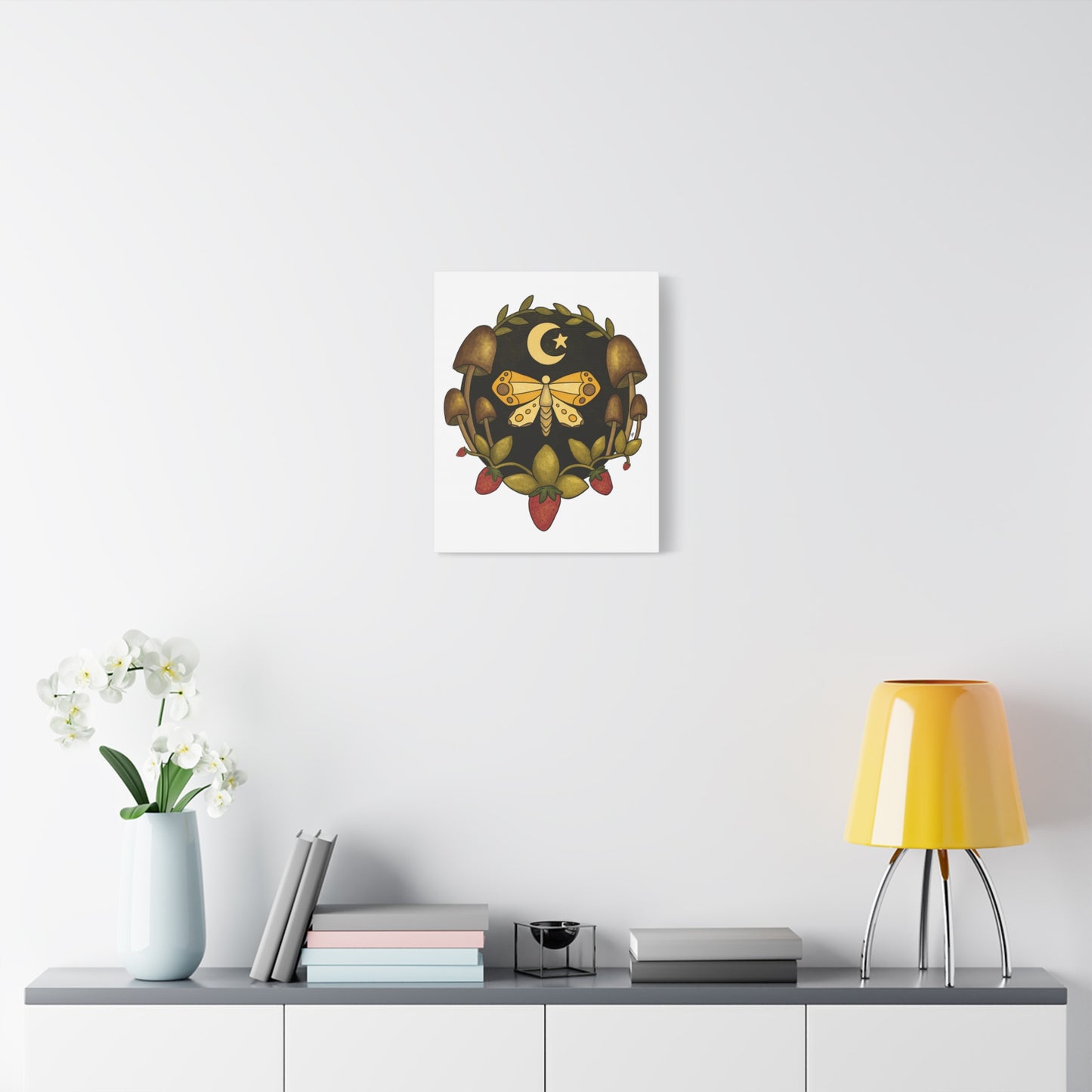 Mushroom Moth Canvas Wall Art