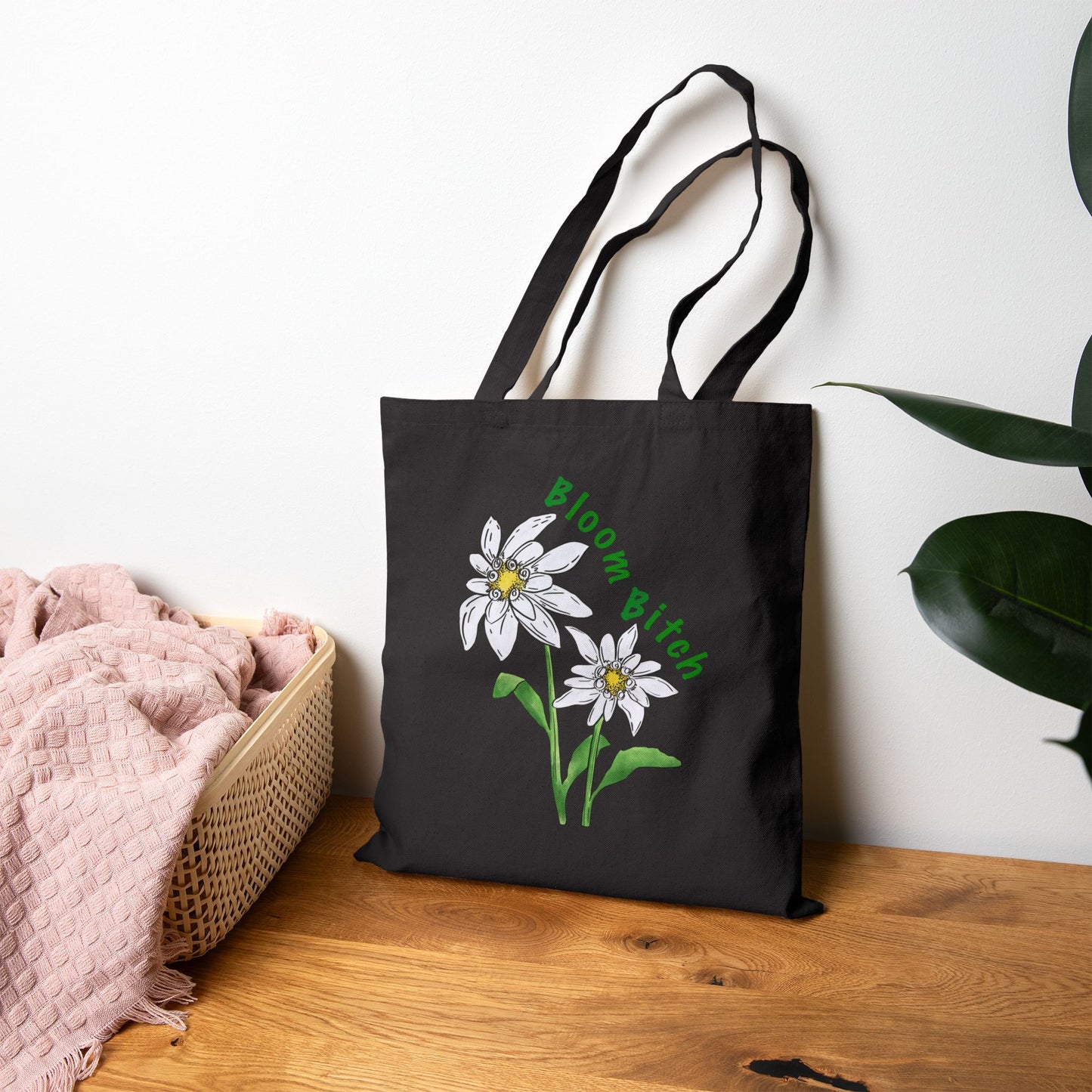 Edelweiss Flower 'Bloom Bitch' Canvas Shopping Tote