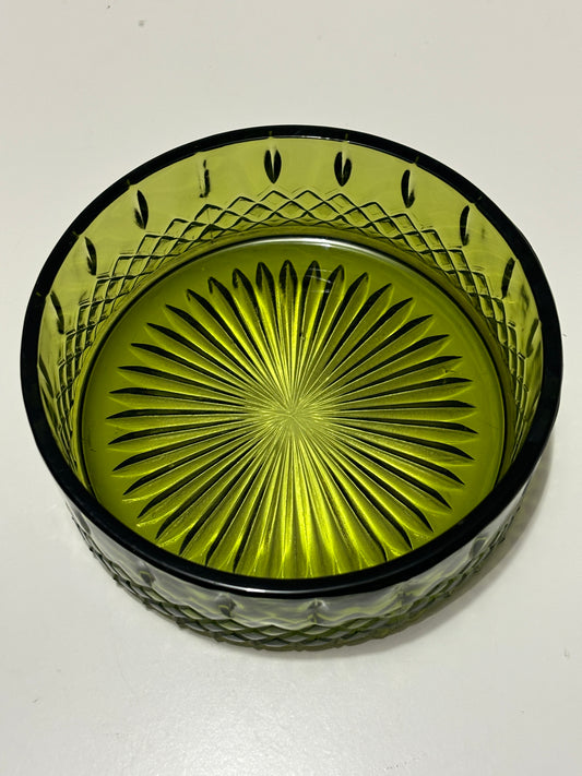 Green Indiana Glass Trinket Dish, Candy Bowl