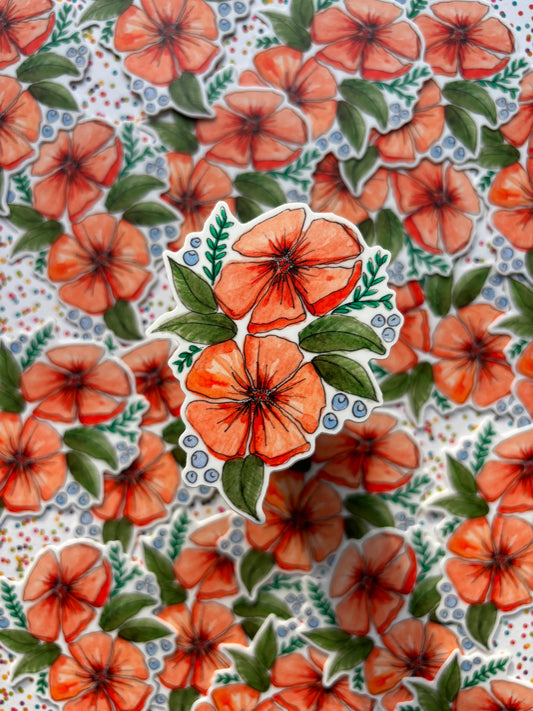 Sticker - Orange Watercolor Flowers