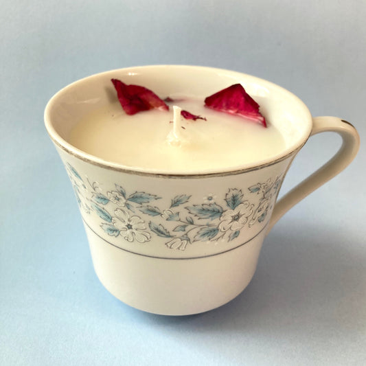 Teacup Candle - Spring Formal Pattern - Beach Linen