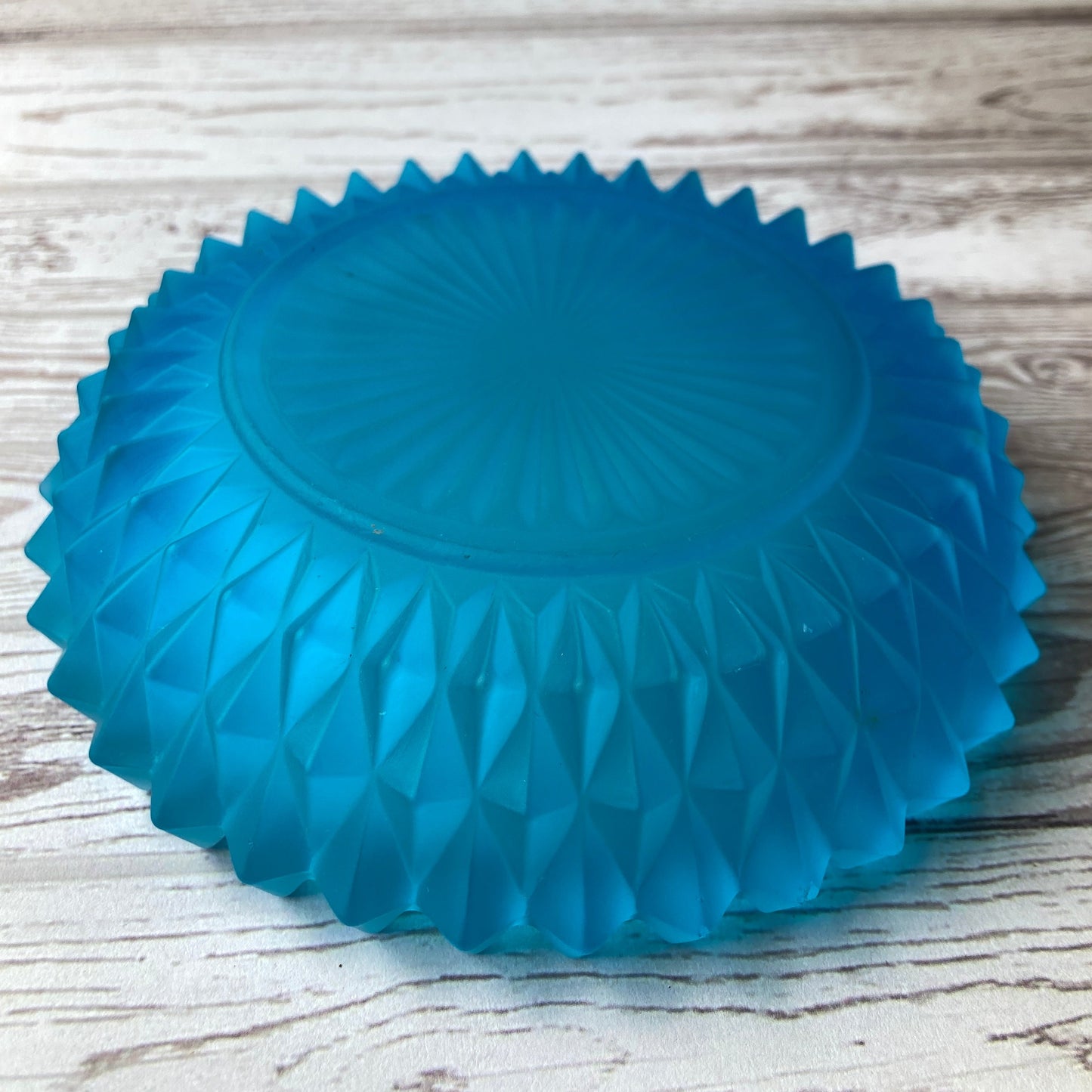 Ashtray - Dimond Depression Glass Frosted Blue Glass