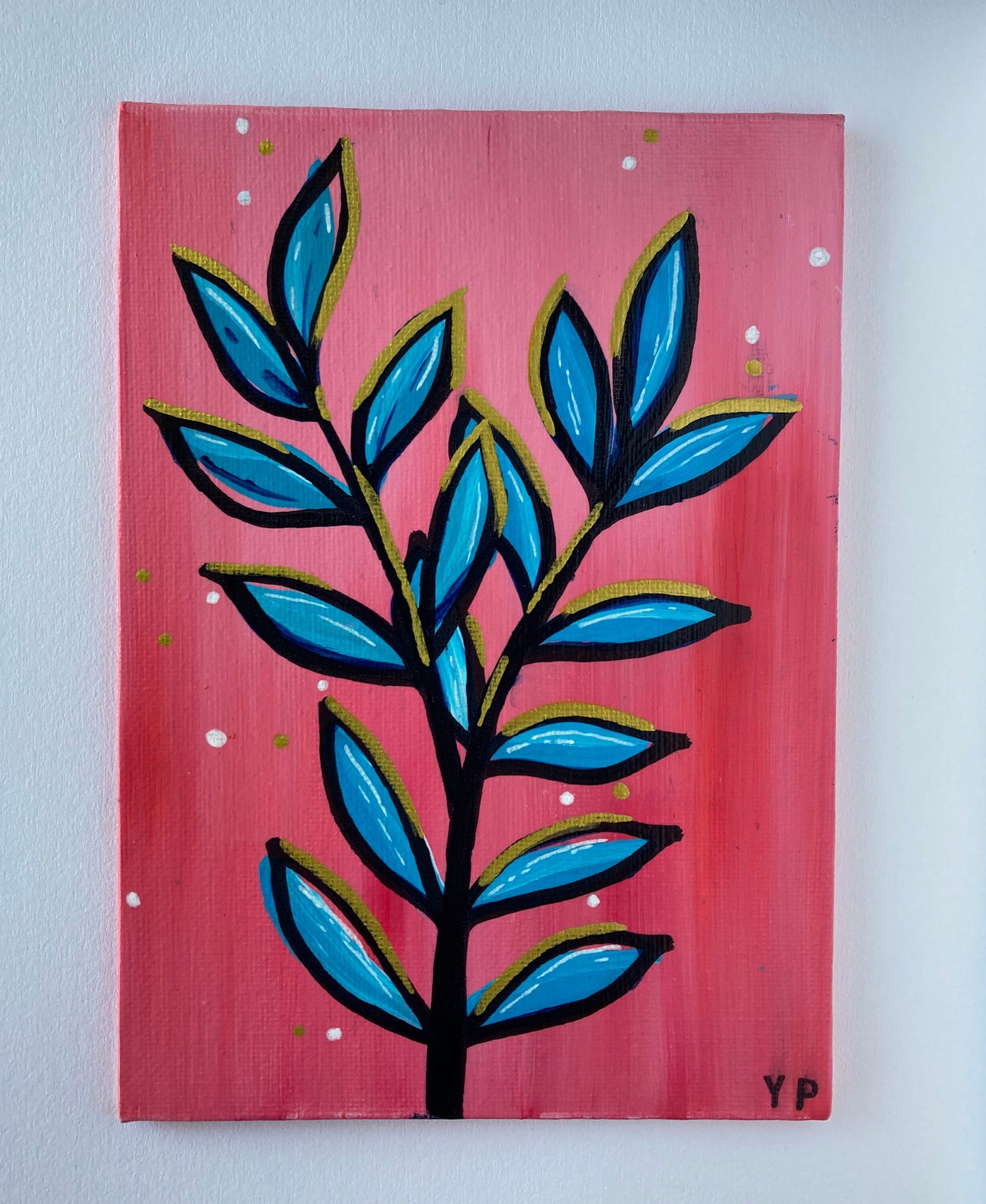 Nature Doodle, Original Painting, Botanical Leaves