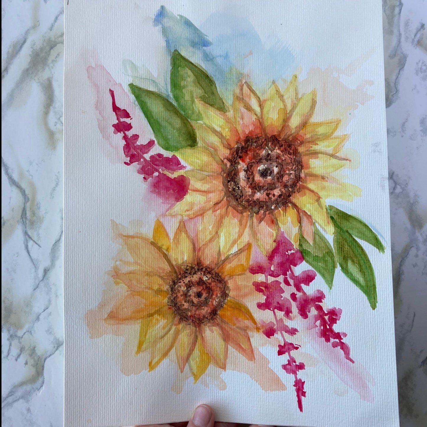 Loose Watercolor Sunflowers, Original Painting