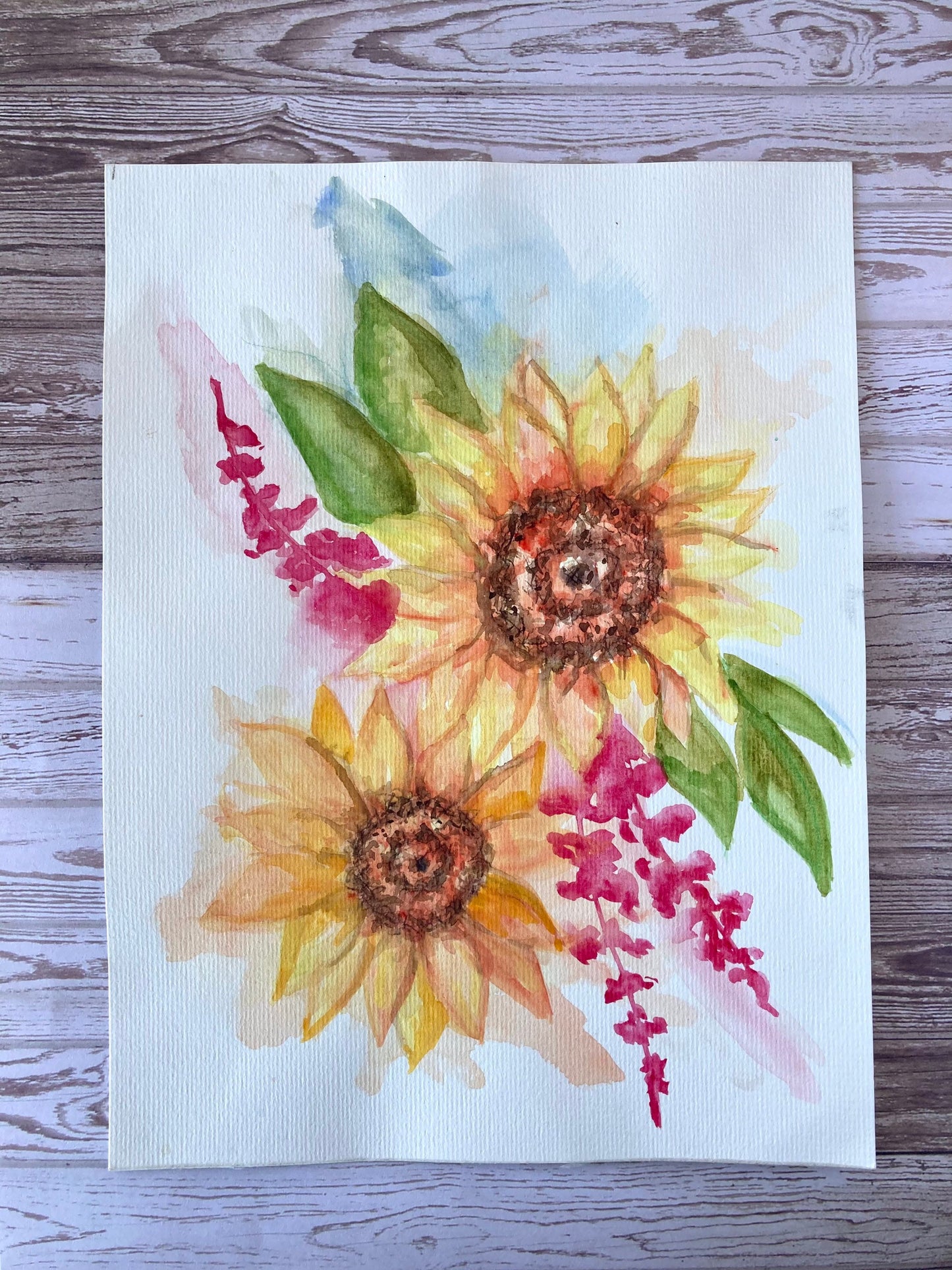 Loose Watercolor Sunflowers, Original Painting