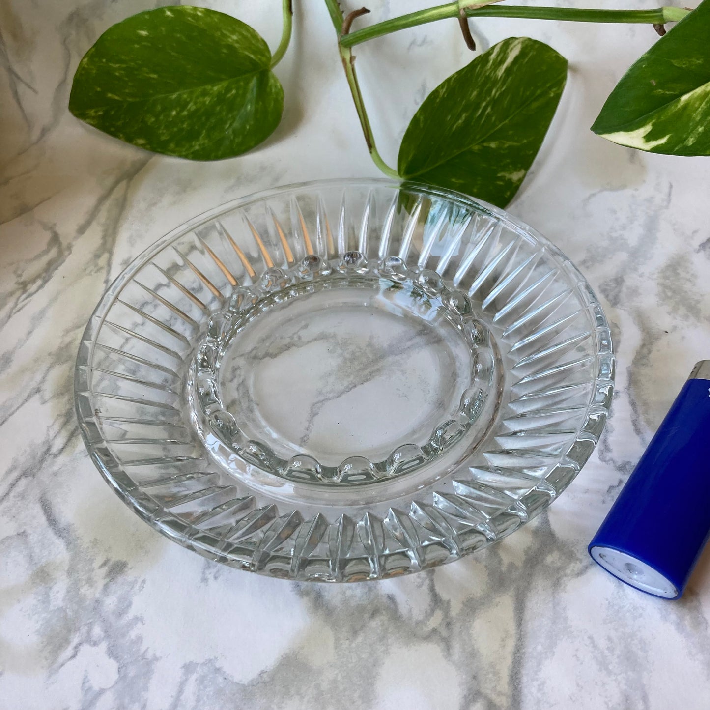 Ashtray- Crystal Glass Sun Beam
