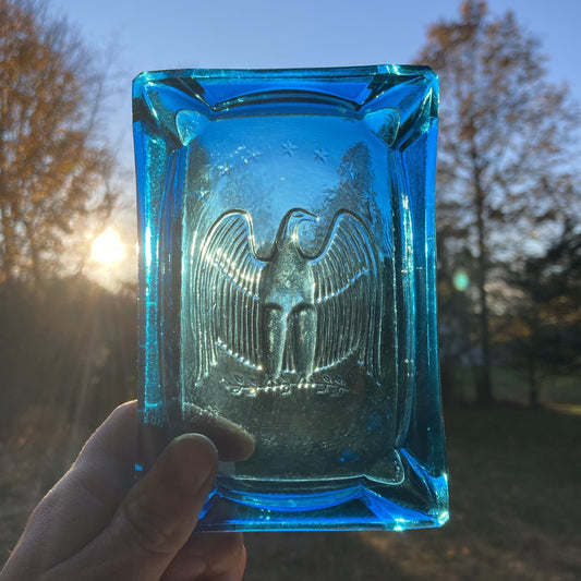 Ashtray- 1970s Blue Bicentennial Eagle