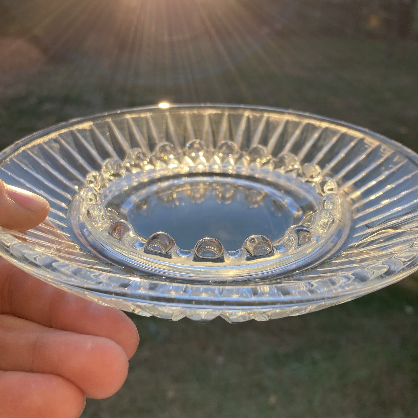 Ashtray- Crystal Glass Sun Beam