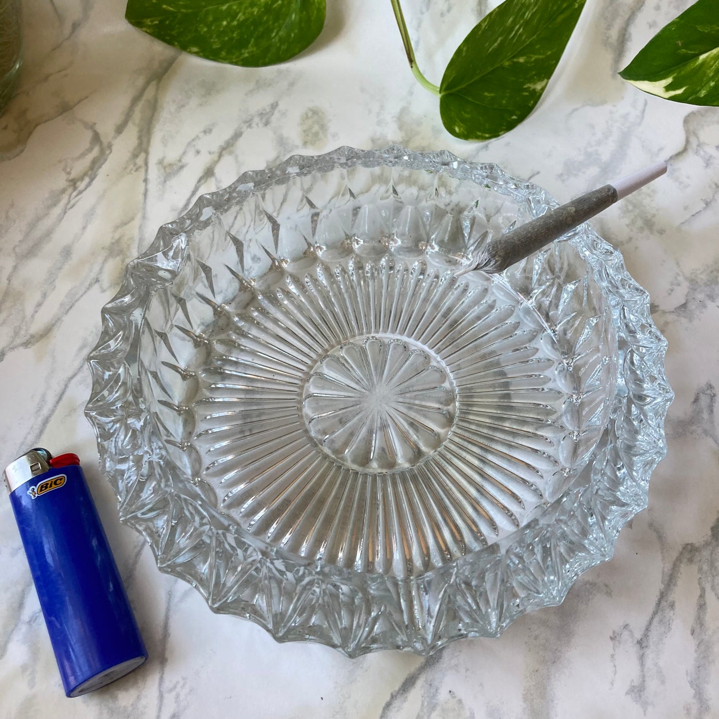 Ashtray- Crystal Glass Scalloped Flower