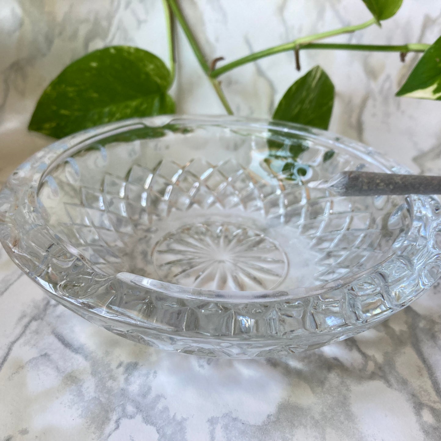 Ashtray- 1950s Crystal Glass Mandala