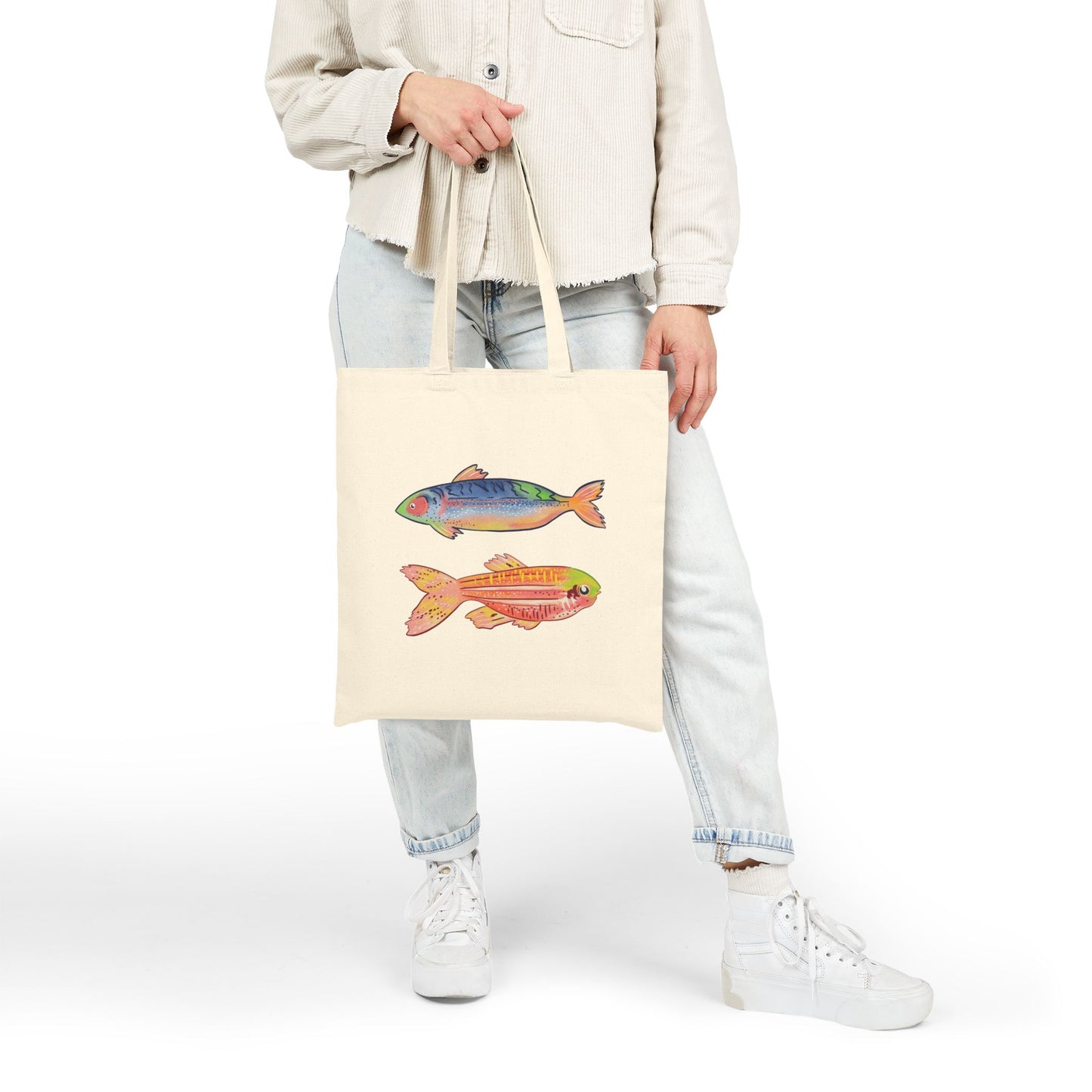 Colorful Fish Cotton Canvas Tote Bag