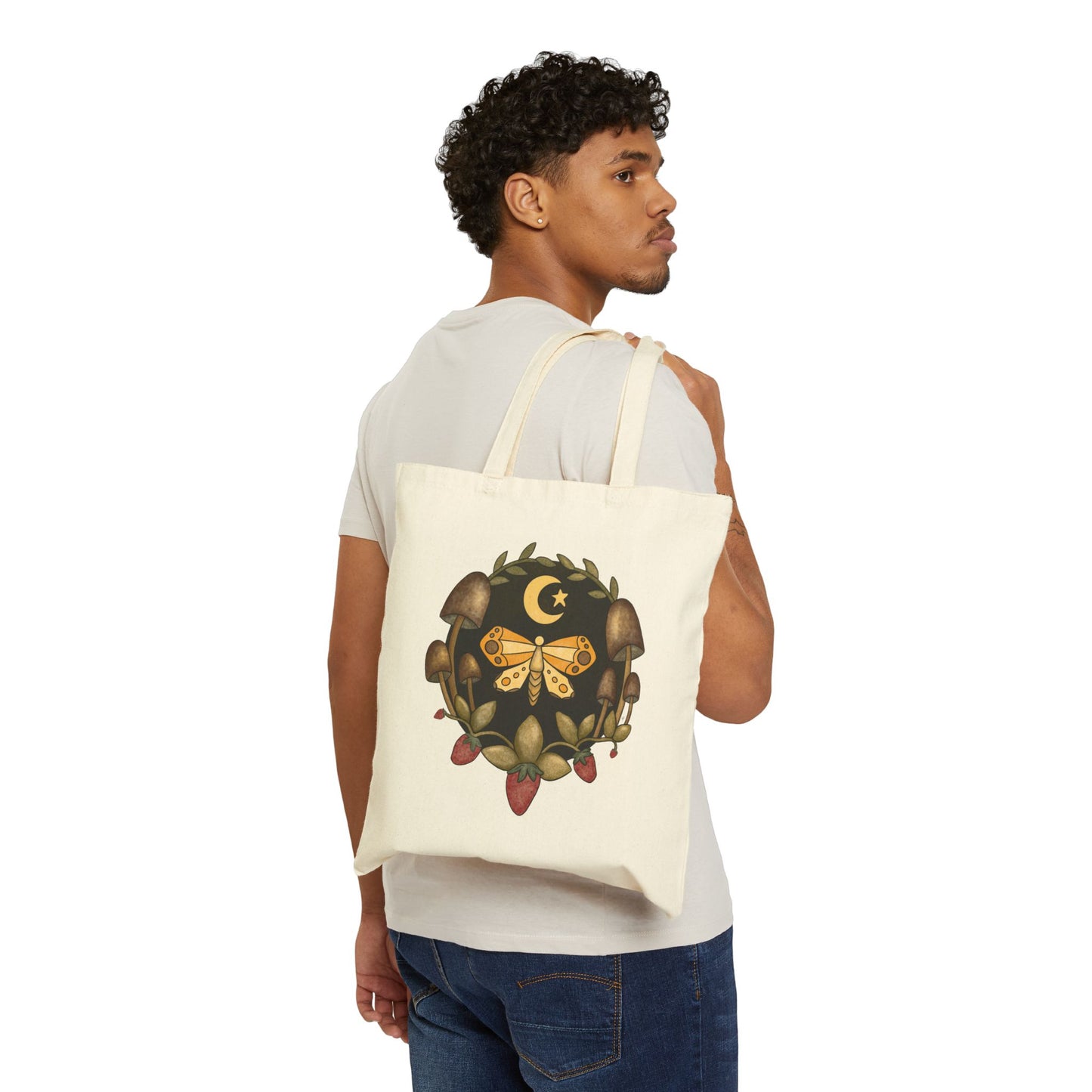 Mushroom Moth Canvas Tote Bag