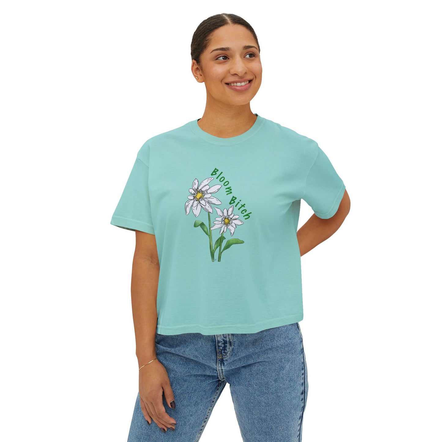 Women's Boxy T-Shirt - Bloom B*tch Edelweiss Flower