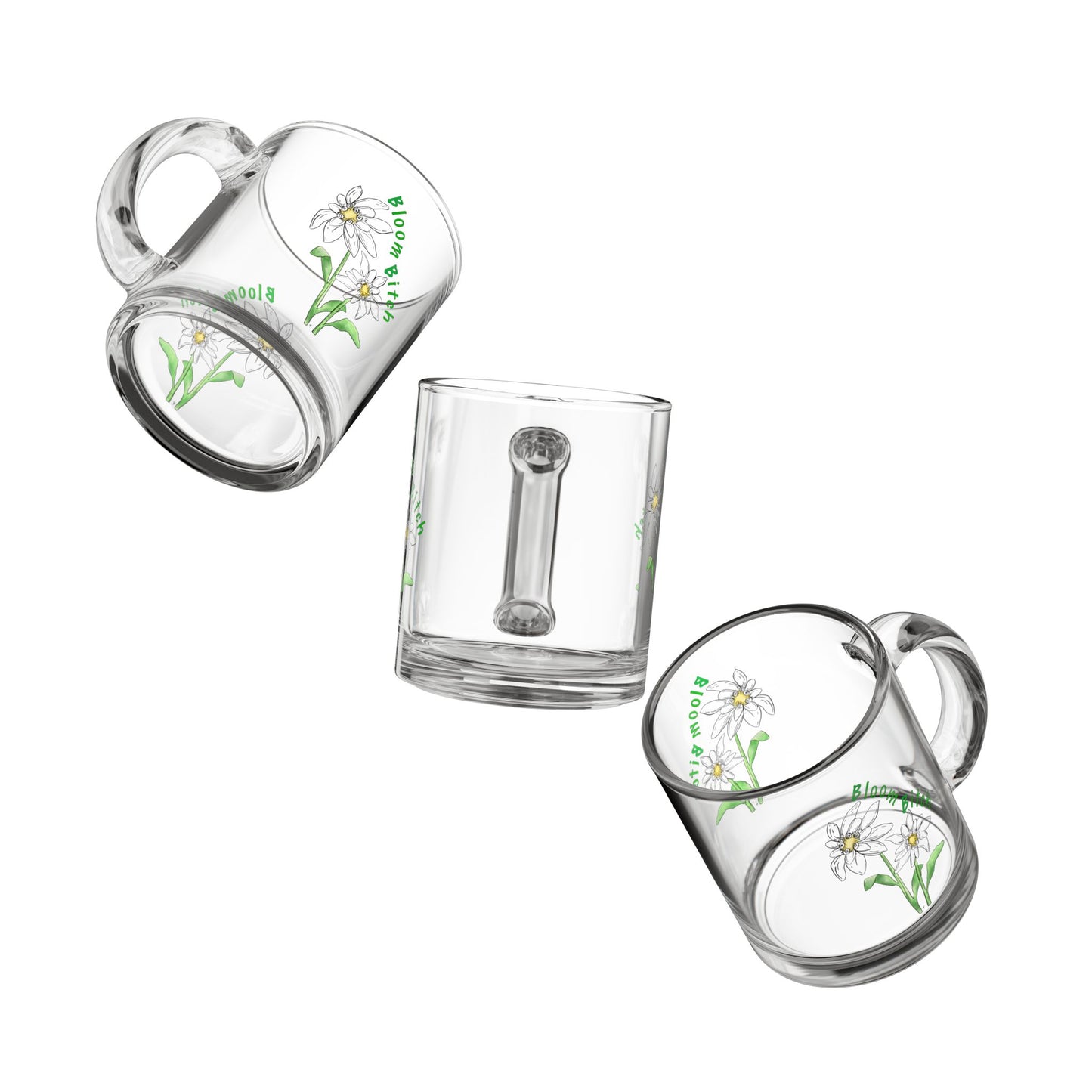 Glass Mug — "Bloom Bitch” Edelweiss Flower Cup
