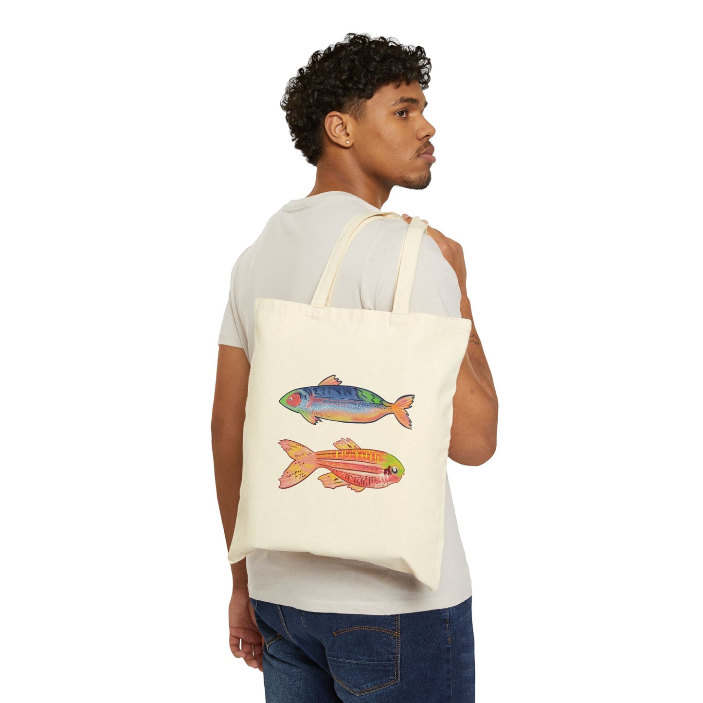 Colorful Fish Cotton Canvas Tote Bag