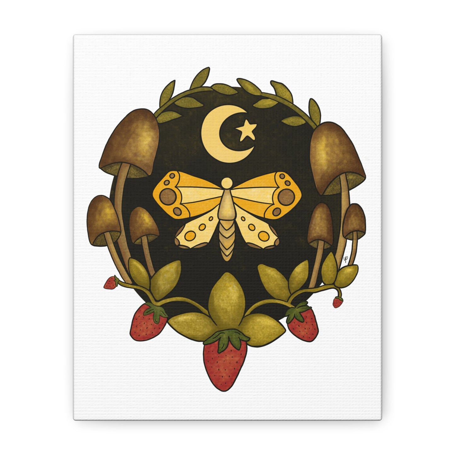 Mushroom Moth Canvas Wall Art