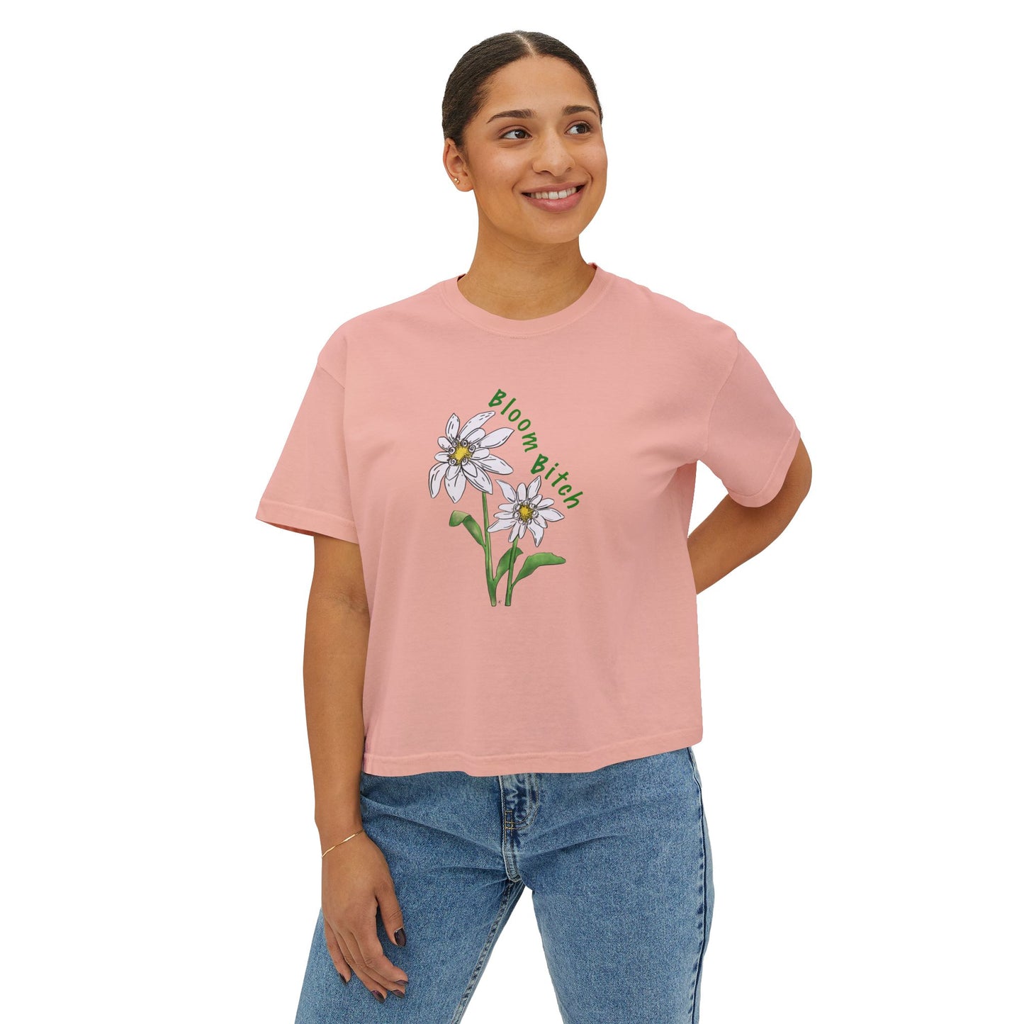 Women's Boxy T-Shirt - Bloom B*tch Edelweiss Flower