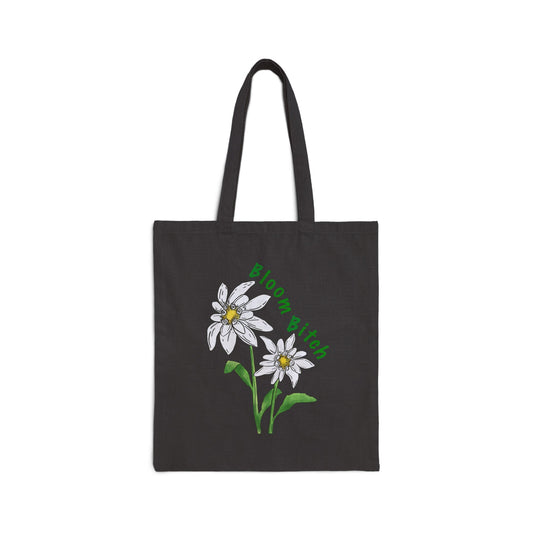Edelweiss Flower 'Bloom Bitch'  Canvas Shopping Tote