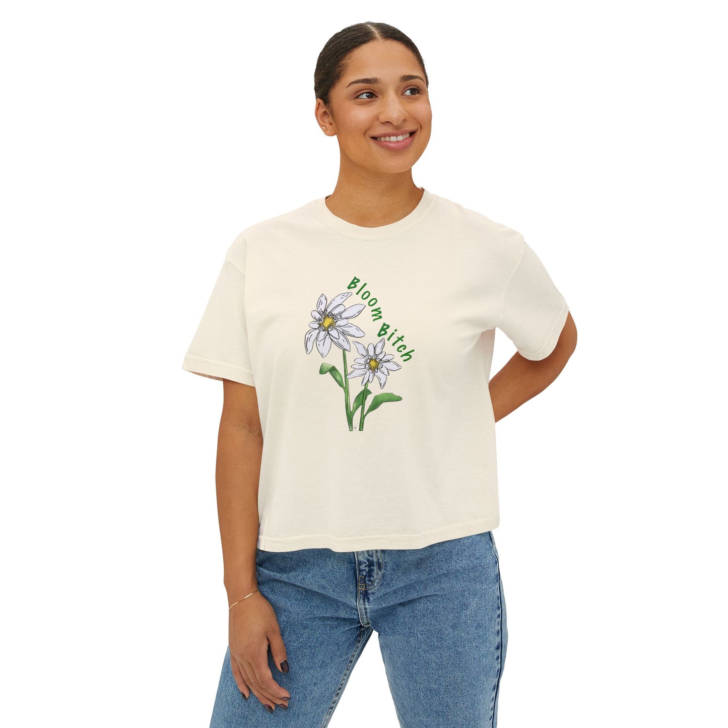 Women's Boxy T-Shirt - Bloom B*tch Edelweiss Flower