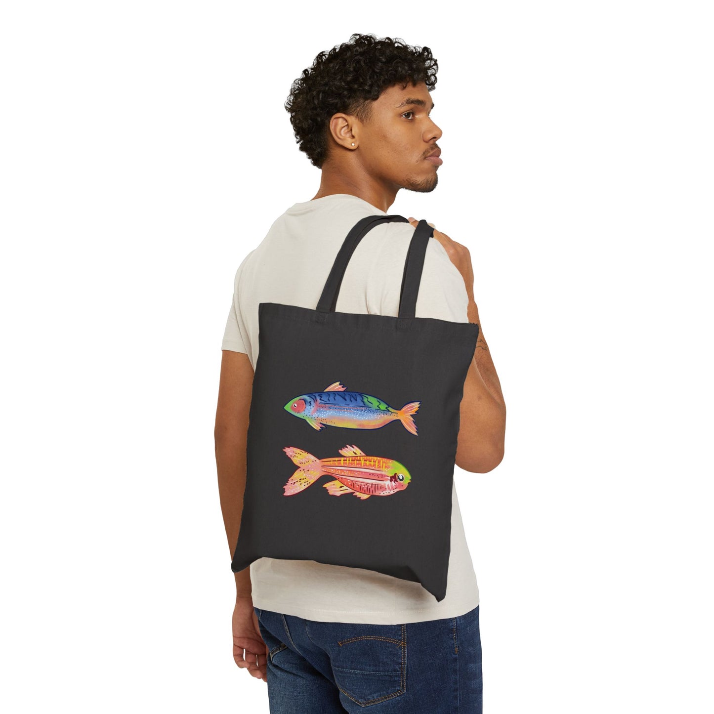 Colorful Fish Cotton Canvas Tote Bag