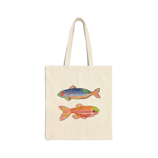 Colorful Fish Cotton Canvas Tote Bag