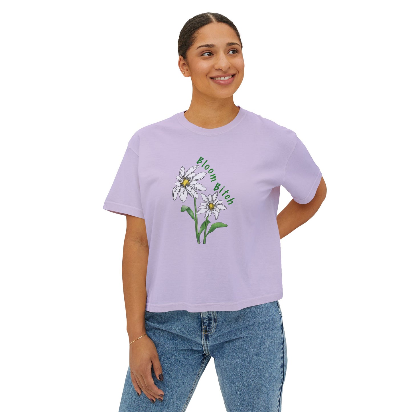 Women's Boxy T-Shirt - Bloom B*tch Edelweiss Flower