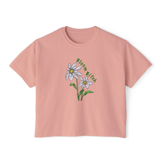 Women's Boxy T-Shirt - Bloom B*tch Edelweiss Flower