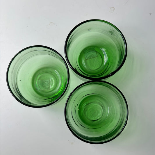 Green Glass Low Ball Tumbler