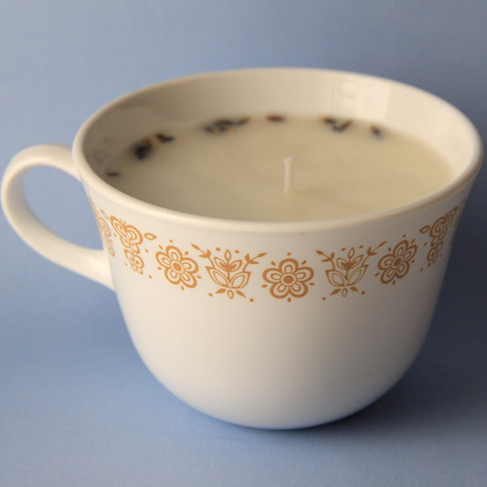 Teacup Candle - White Sage & Lavender - Butterfly Gold Pattern