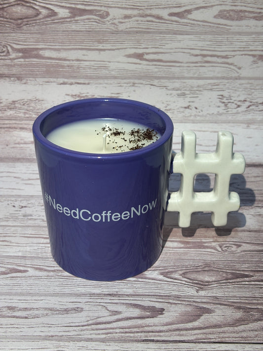 Mug Candle Large - 'Need Coffee Now’ Fresh Coffee Scent