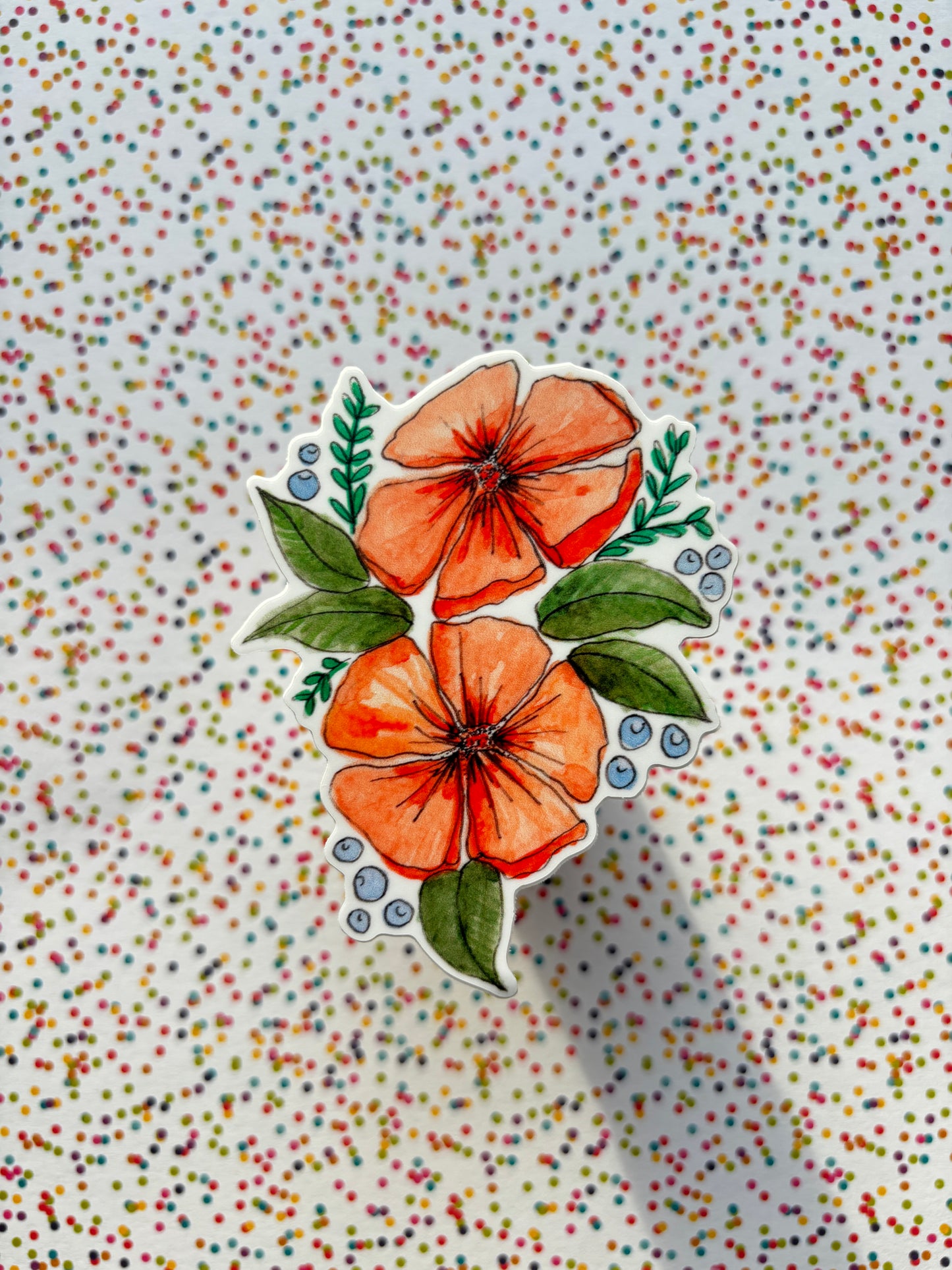 Sticker - Orange Watercolor Flowers