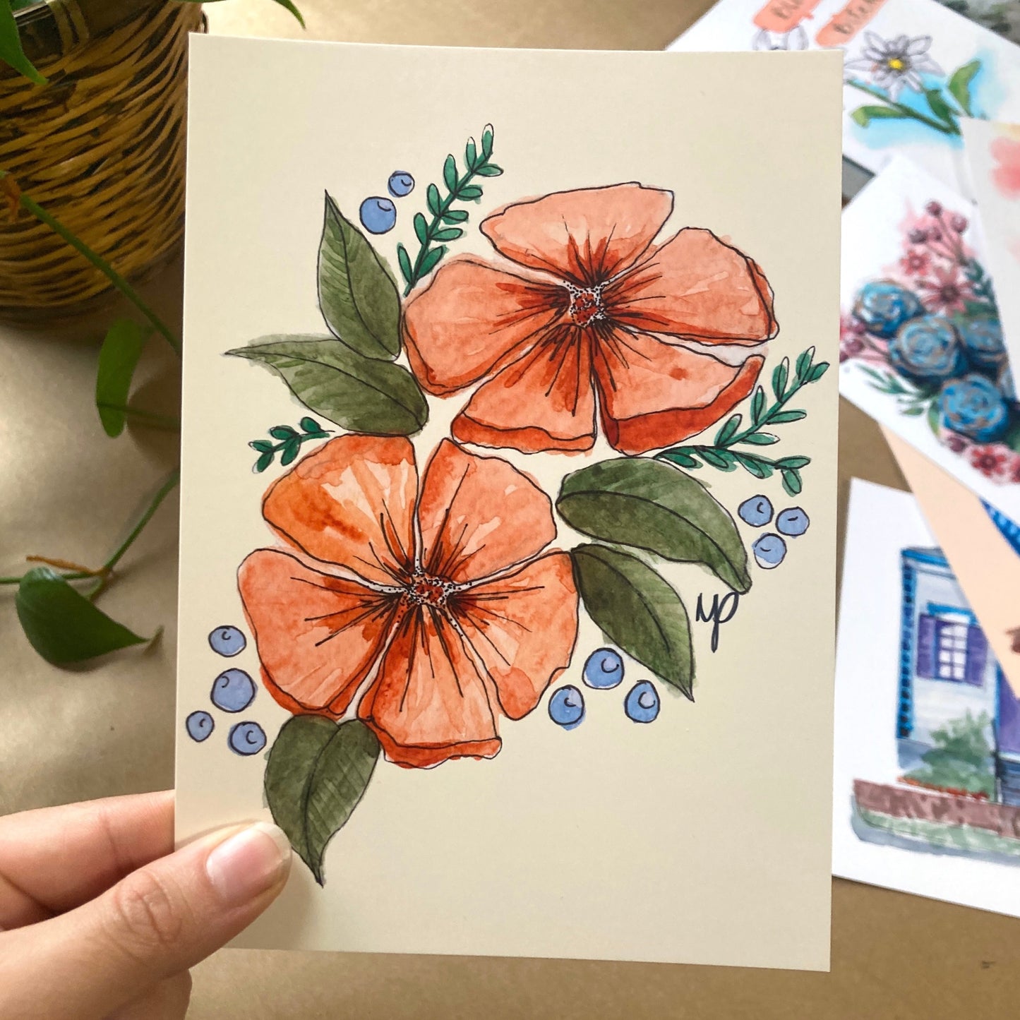 Postcard Print -Orange Flowers