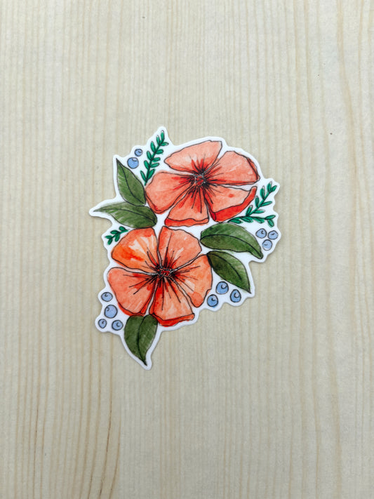Sticker- Orange Watercolor Flowers