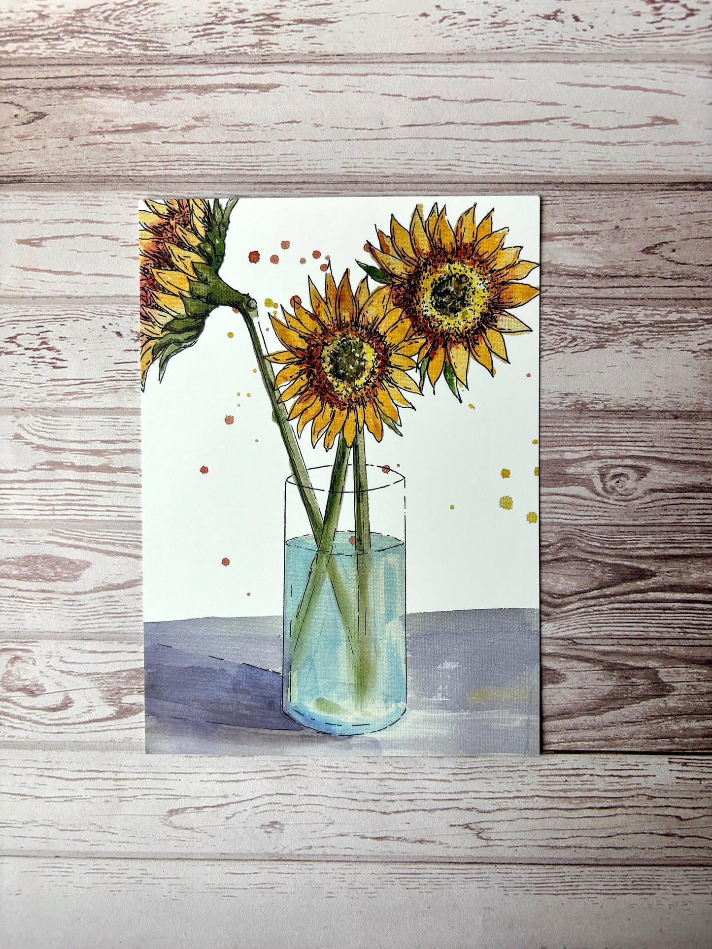 Postcard Print - Sunflower Vase