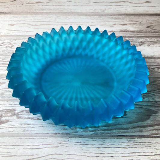 Ashtray - Dimond Depression Glass Frosted Blue Glass