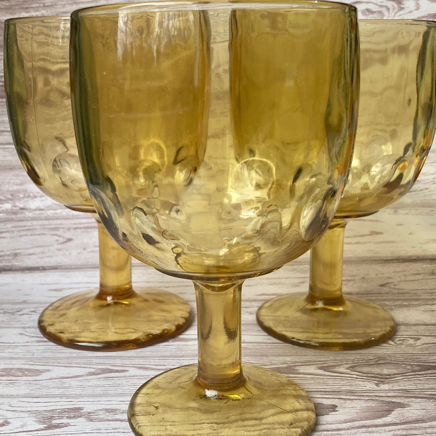 Bartlett Collins Amber Thumbprint Goblet Set