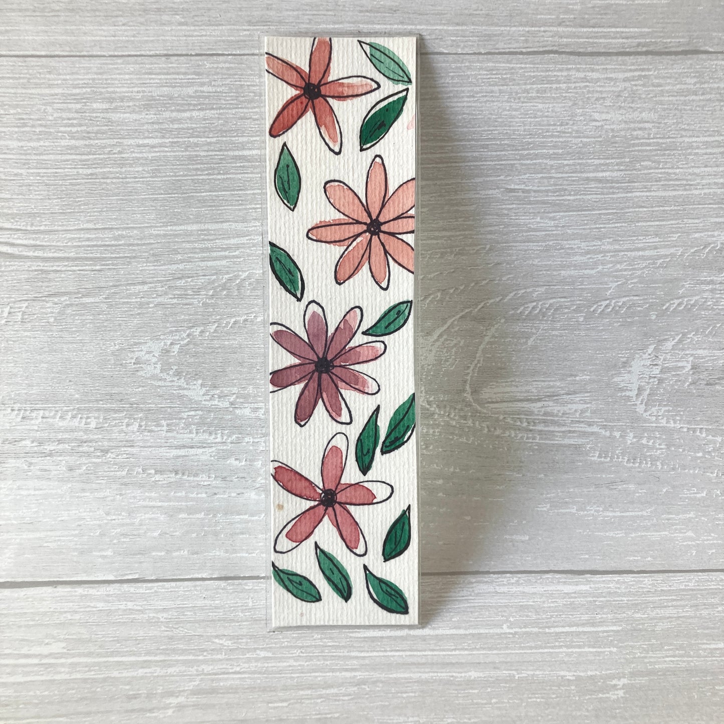 Pink Flower Watercolor Bookmark