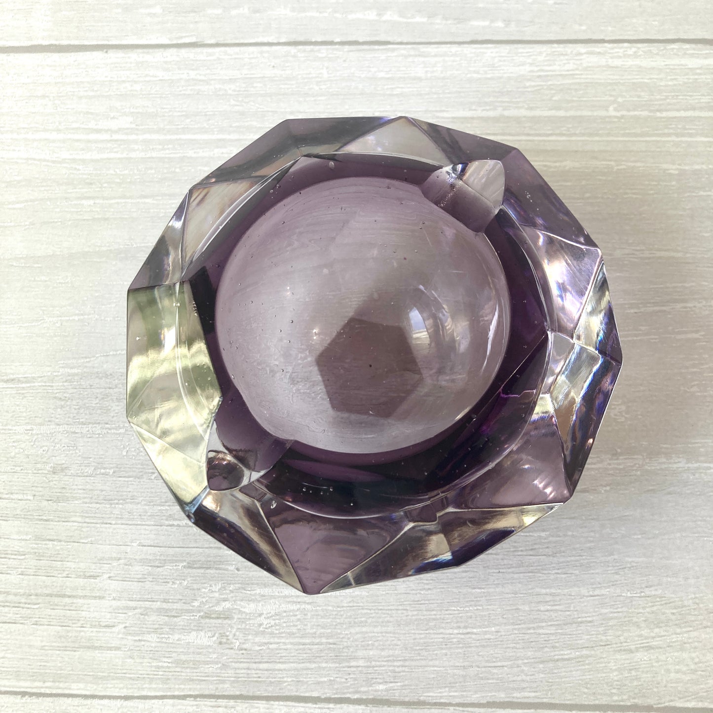 Purple Glass Dimond Shaped Ashtray