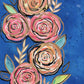 Doodle Flower -Midnight Peaches - Original Mixed Media Painting