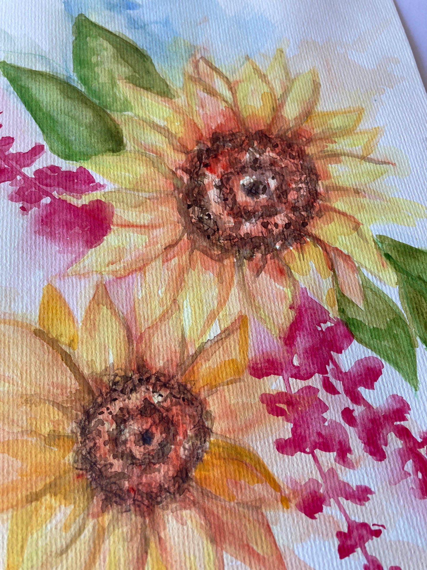 Loose Watercolor Sunflowers, Original Painting