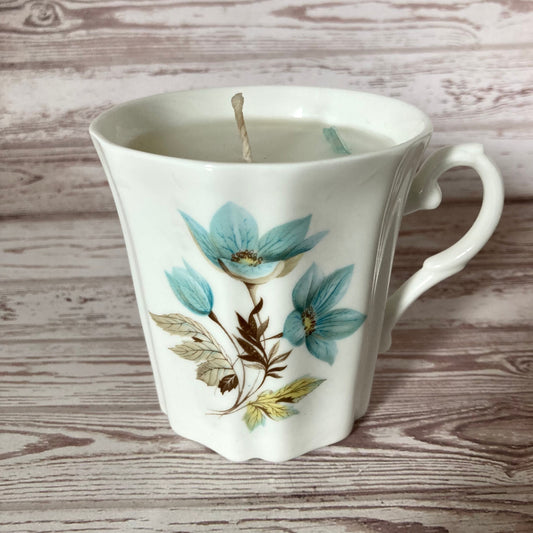 Teacup Candle - Midnight Orchid - Blue Flowers
