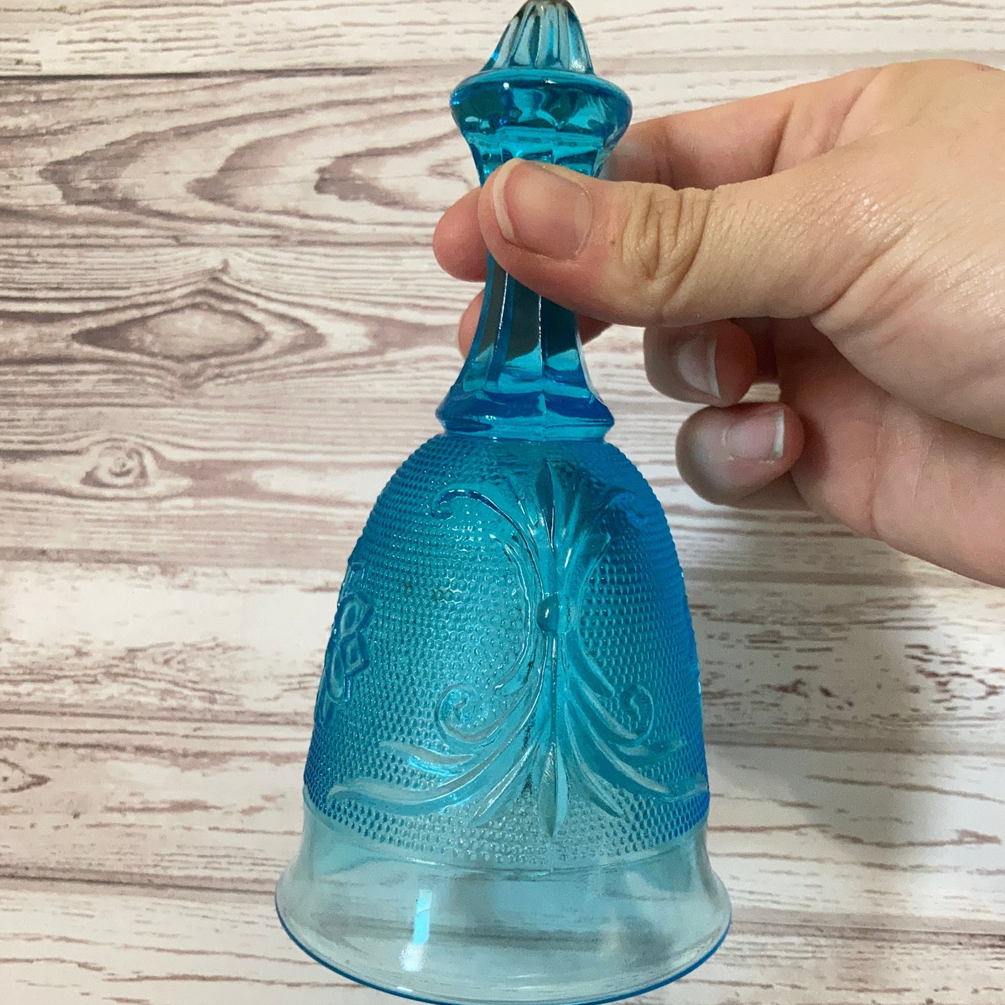 Vintage Blue Glass Hand Bell