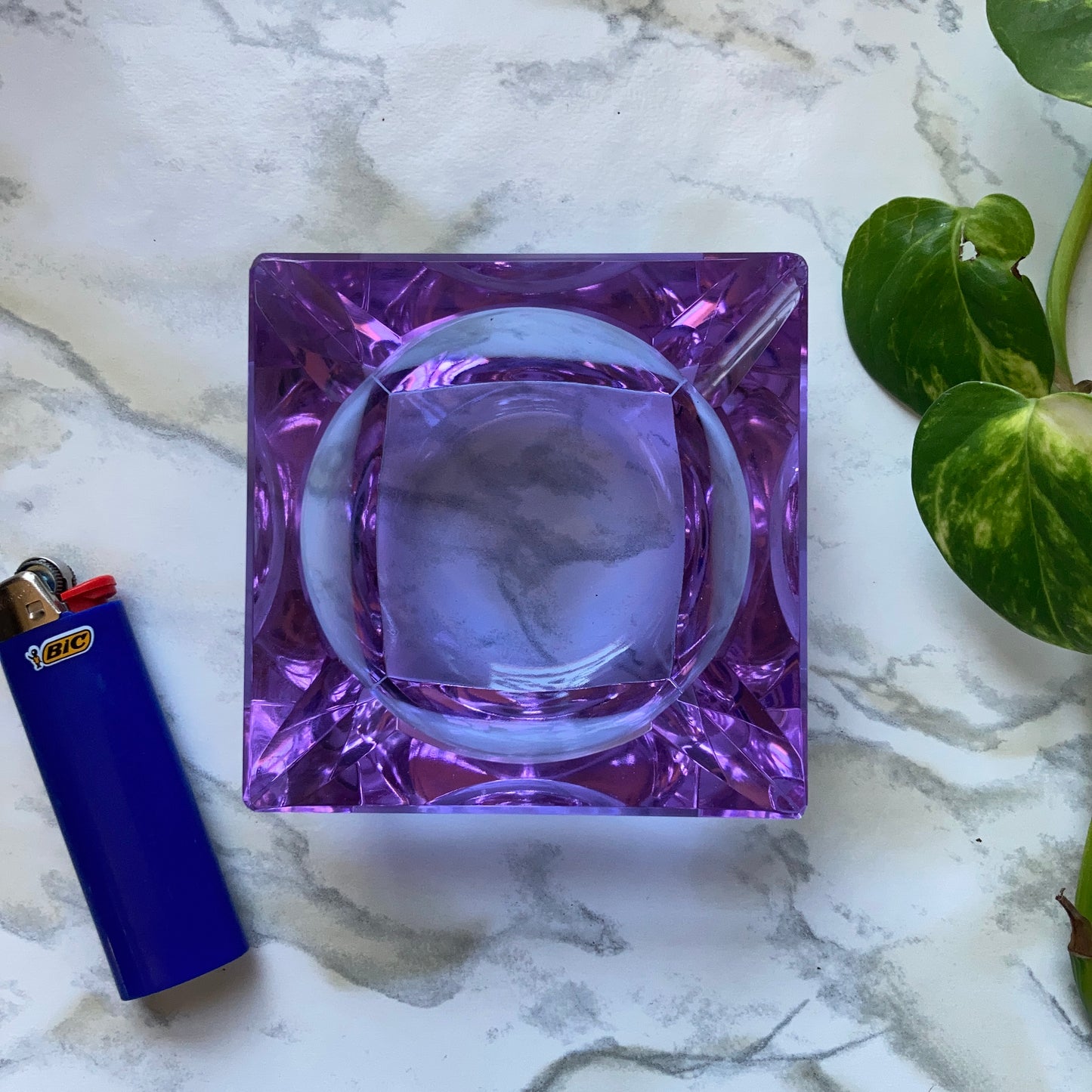 Ashtray- Square Lavender Glass