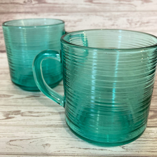 Drink Ware - Mug Pair Aqua Glass from France