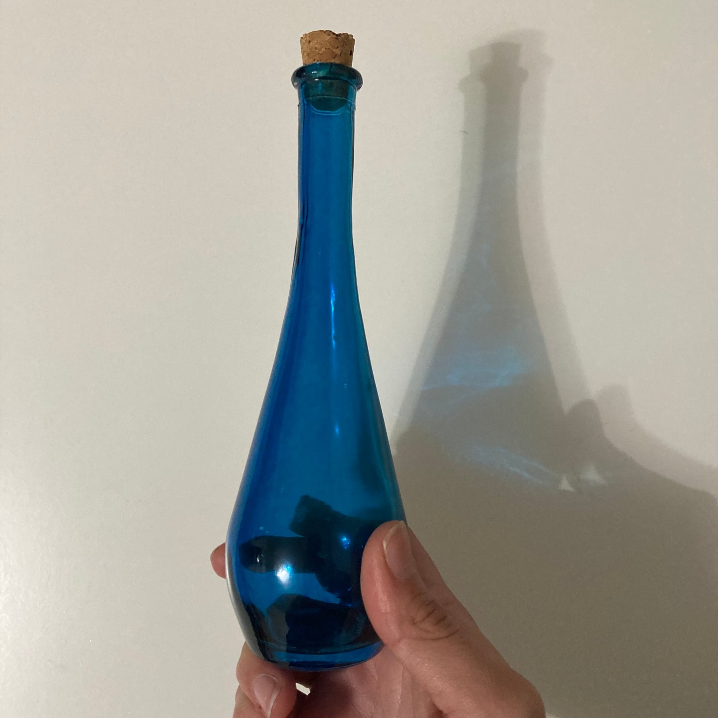 Apothecary Jar - Blue Glass Teardrop Potion Spell Jar with cork top