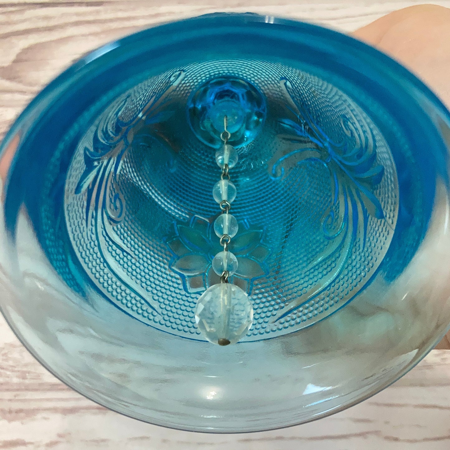 Vintage Blue Glass Hand Bell