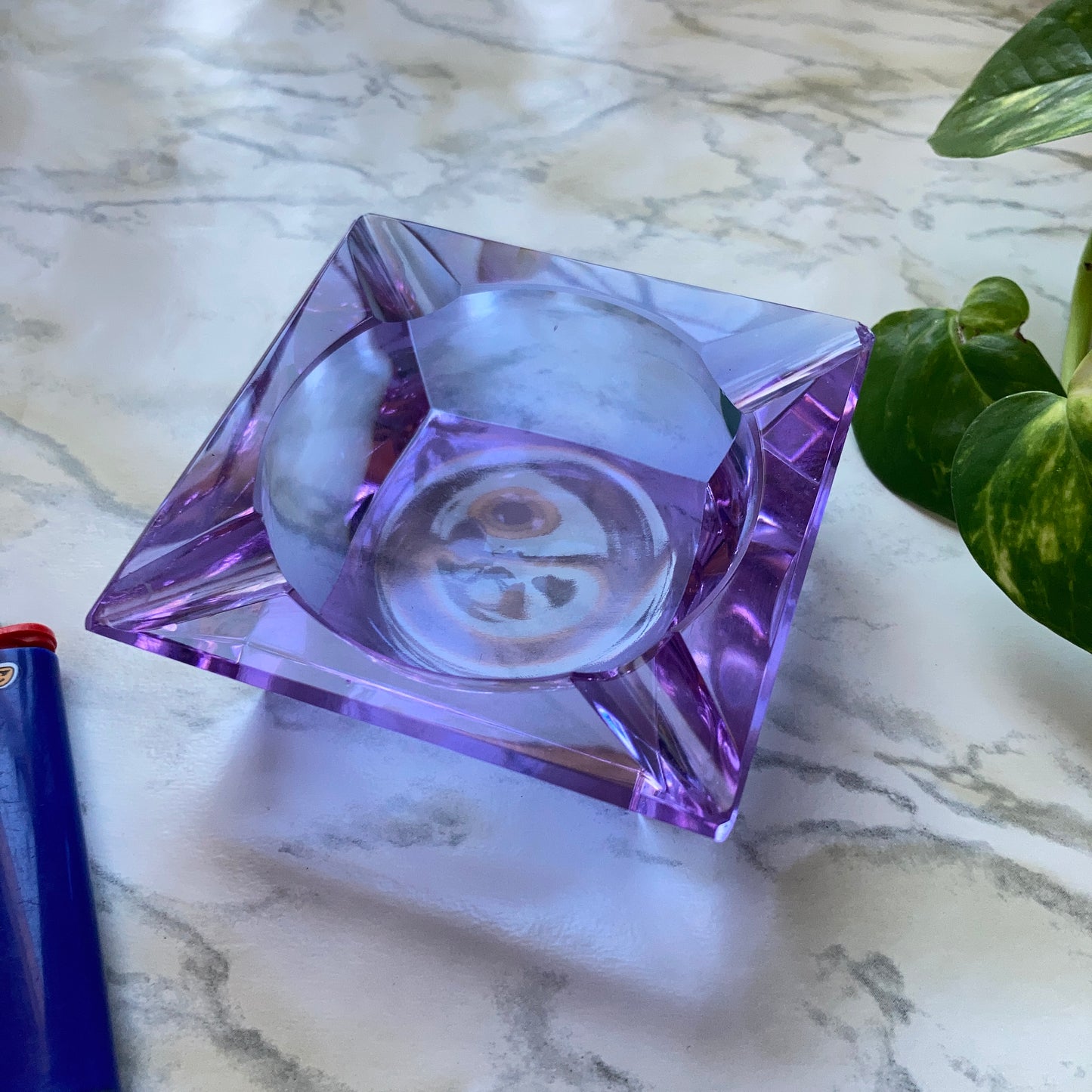 Ashtray- Square Lavender Glass